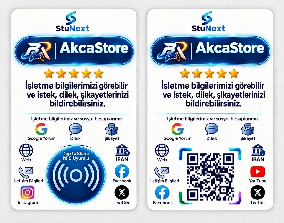 StuNext stand: ön yüzü NFC ile dokun, arka yüzü QR ile okut